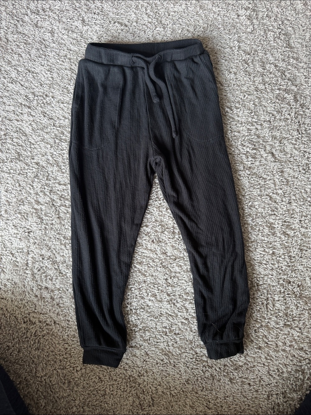 Kyte BABY Black Ribbed Joggers with Drawstring